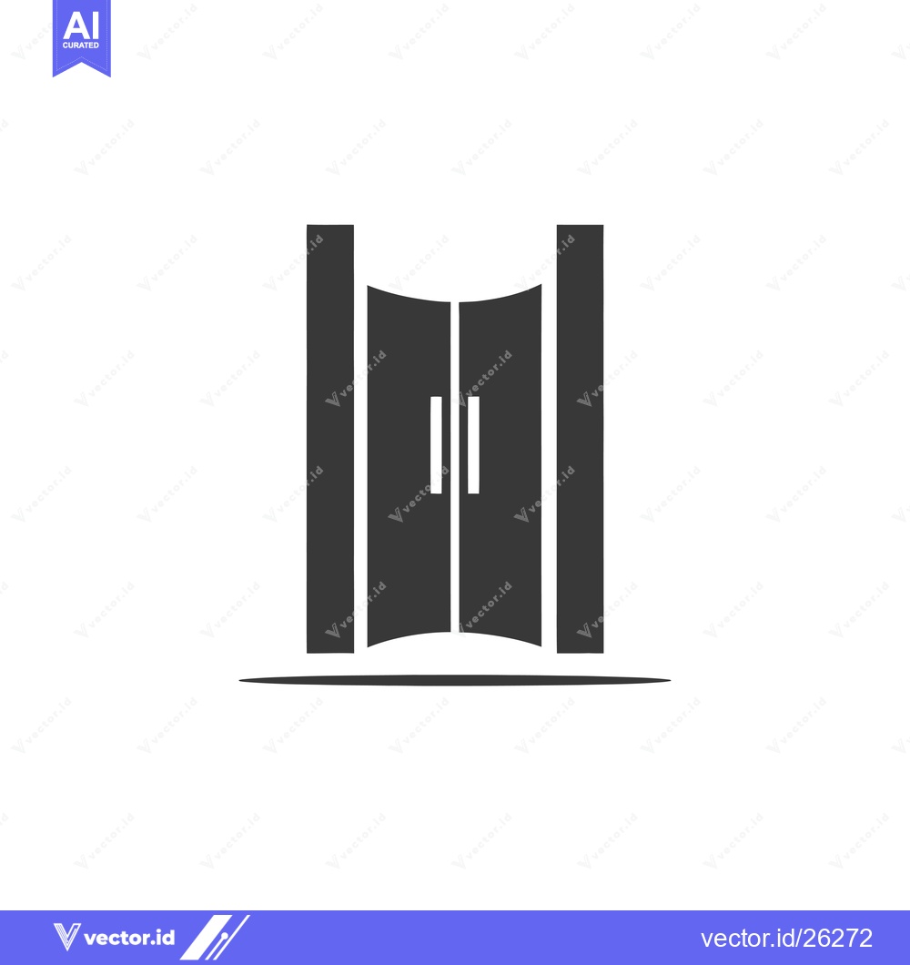Premium Vector dari Black and White Silhouette of a Double Door with Handles