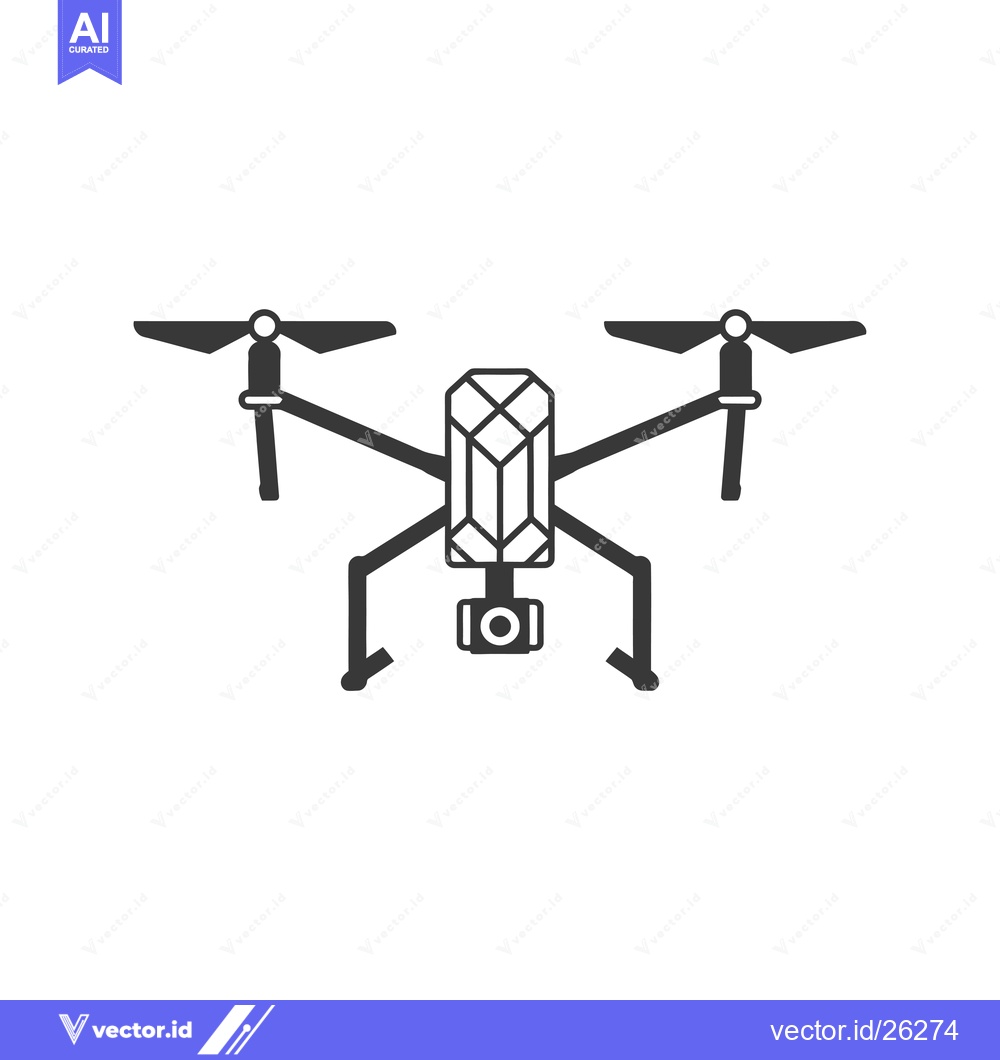 Premium Vector dari Black and white silhouette of a drone with four propellers