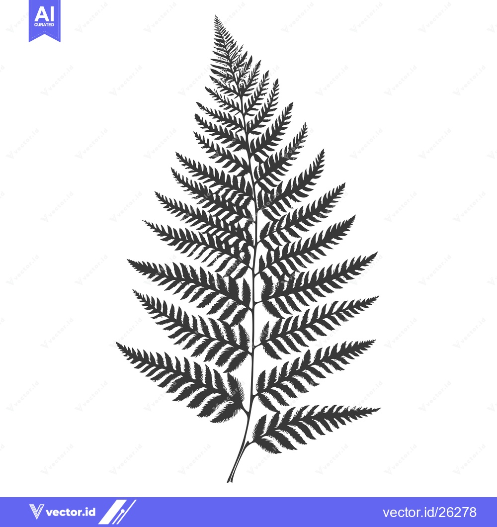Premium Vector of Black and White Silhouette of a Fern Leaf