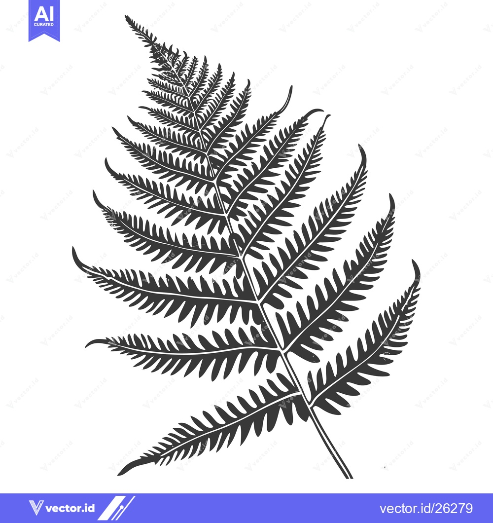 Premium Vector dari Black and White Silhouette of a Fern Leaf
