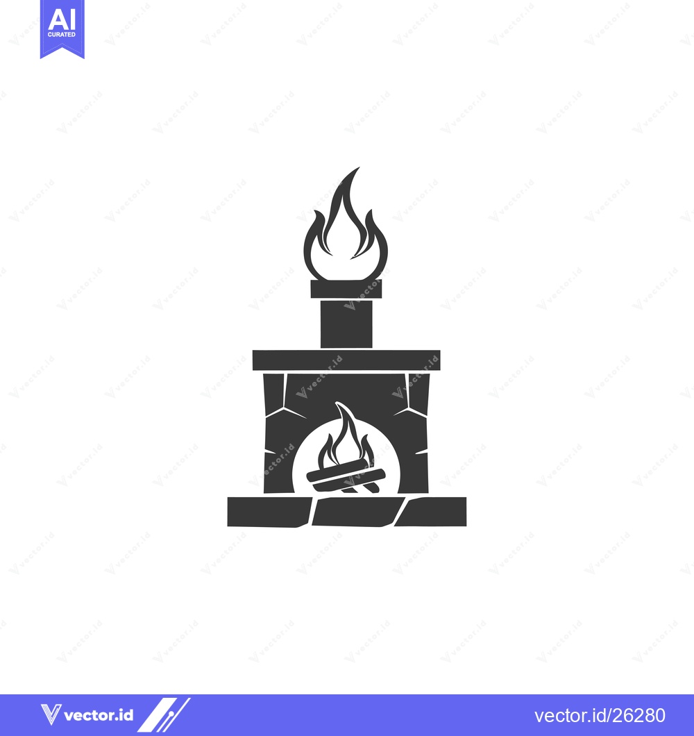 Premium Vector of Black and White Silhouette of a Fireplace with Flames