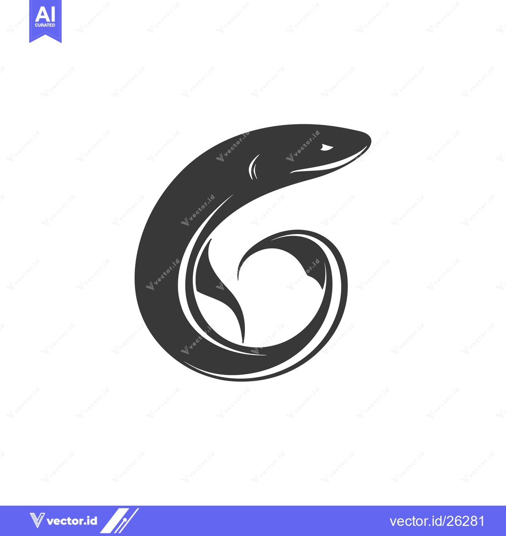 Premium Vector dari Black and White Silhouette of a Fish Curled in a Circle