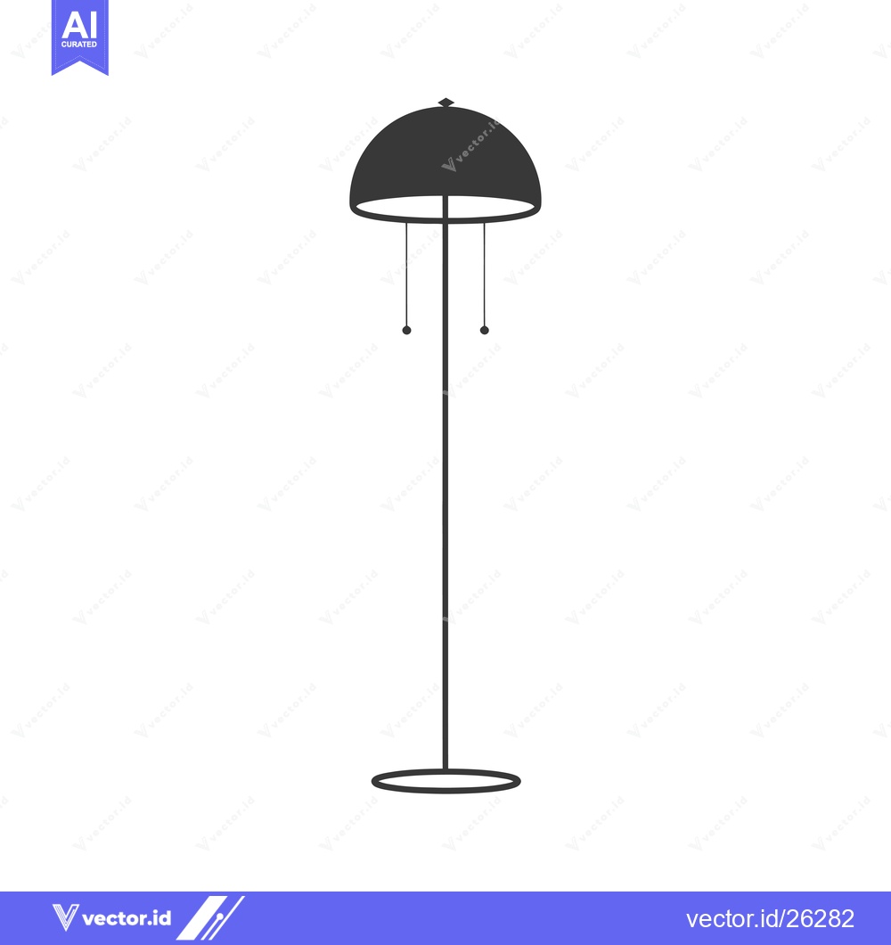 Premium Vector dari Black and White Silhouette of a Floor Lamp with a Domed Shade
