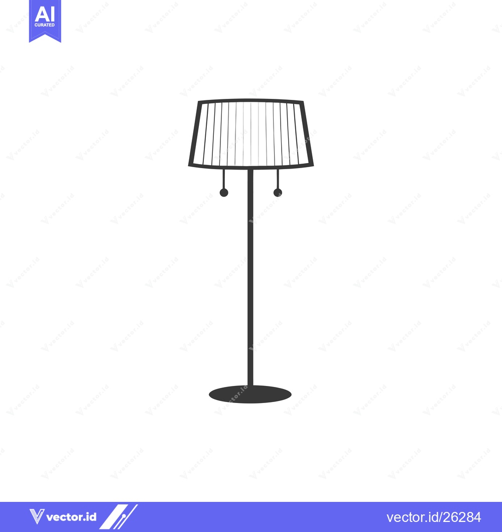 Premium Vector dari Black and White Silhouette of a Floor Lamp with a Striped Shade