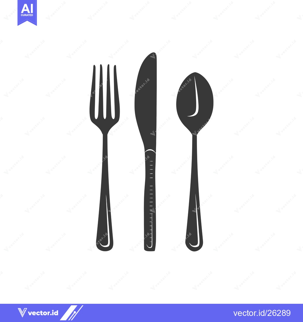 Premium Vector dari Black and white silhouette of a fork, knife, and spoon