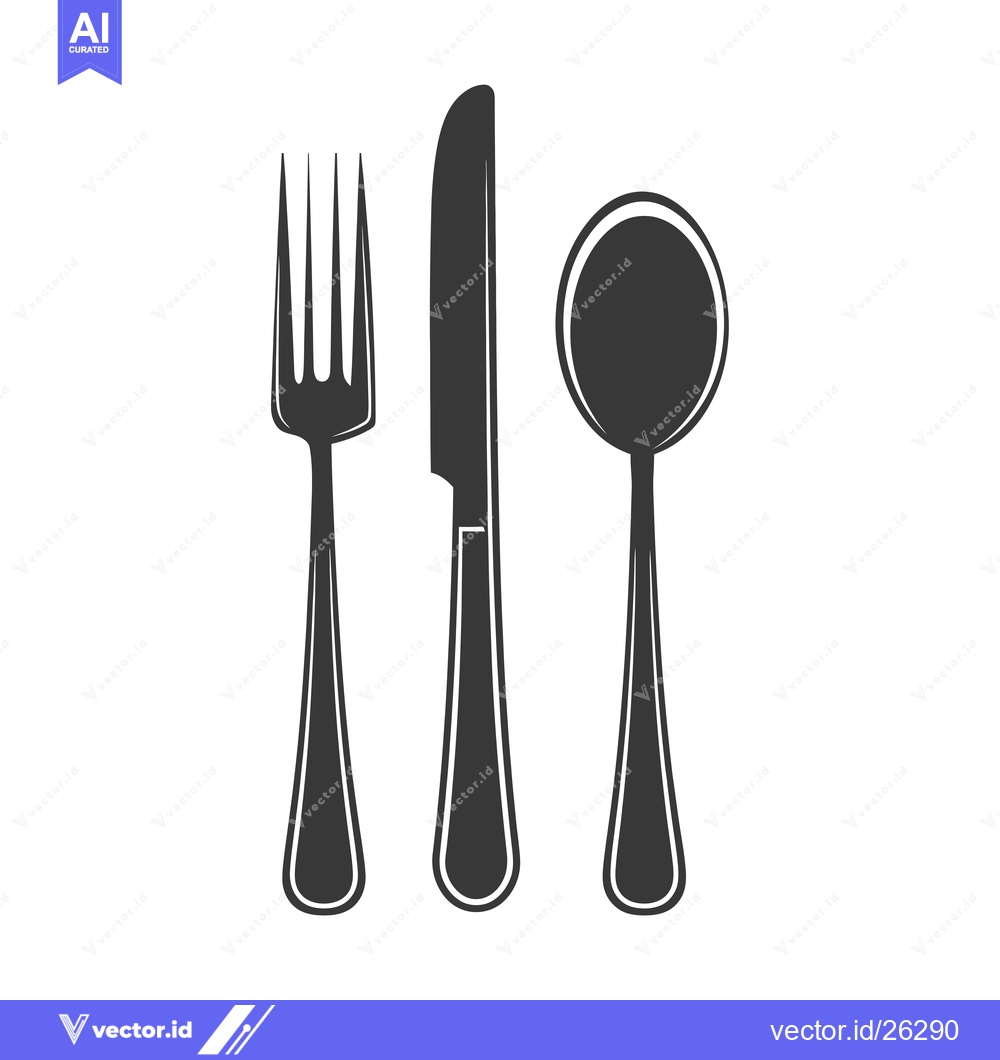 Premium Vector dari Black and White Silhouette of a Fork, Knife, and Spoon
