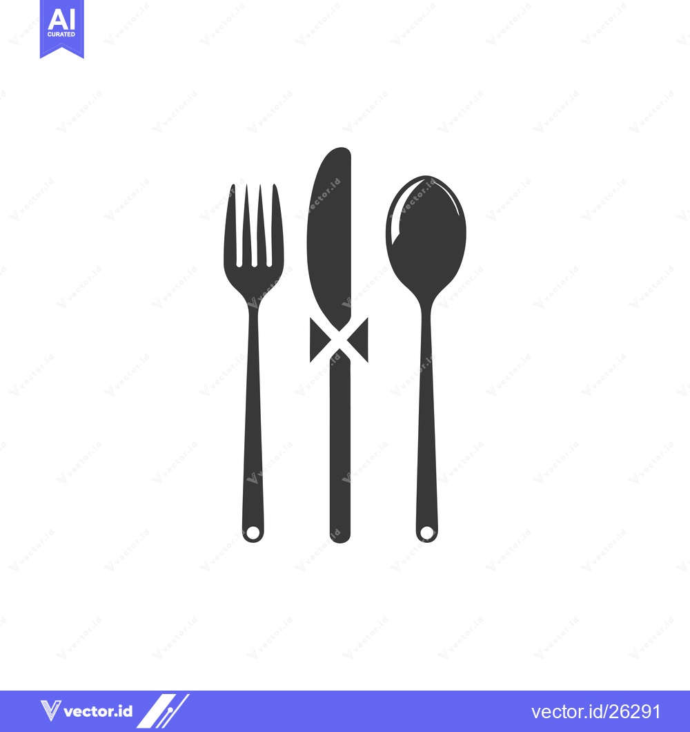 Premium Vector dari Black and white silhouette of a fork, knife, and spoon