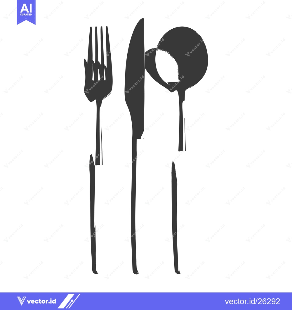 Premium Vector dari Black and White Silhouette of a Fork, Knife, and Spoon