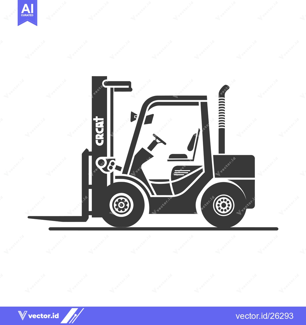 Premium Vector of Black and White Silhouette of a Forklift