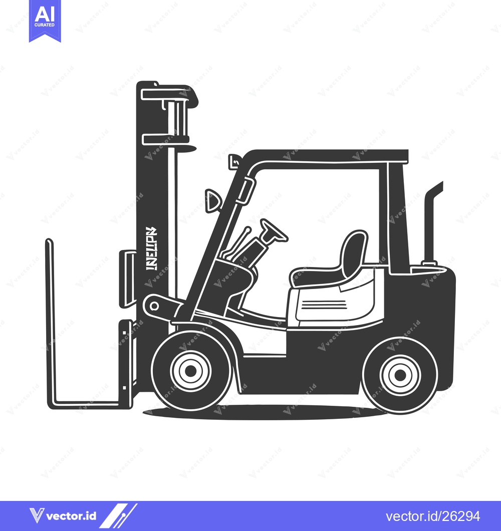 Premium Vector dari Black and White Silhouette of a Forklift