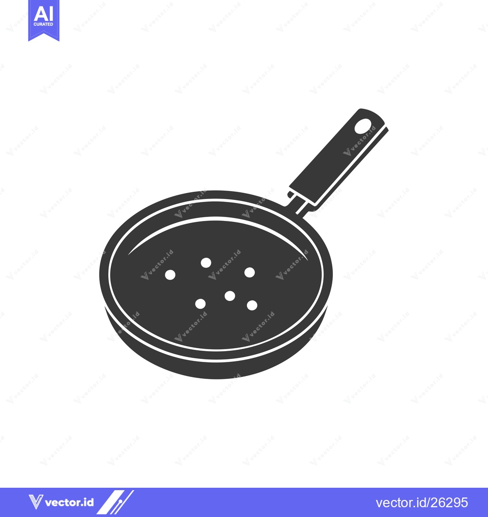 Premium Vector dari Black and White Silhouette of a Frying Pan with a Handle