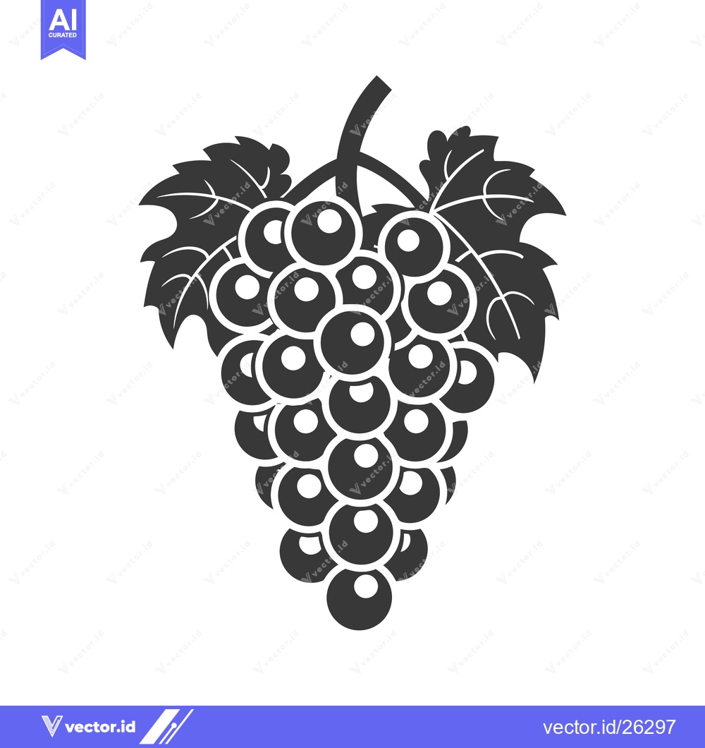 Premium Vector of Black and white silhouette of a grapevine with grapes