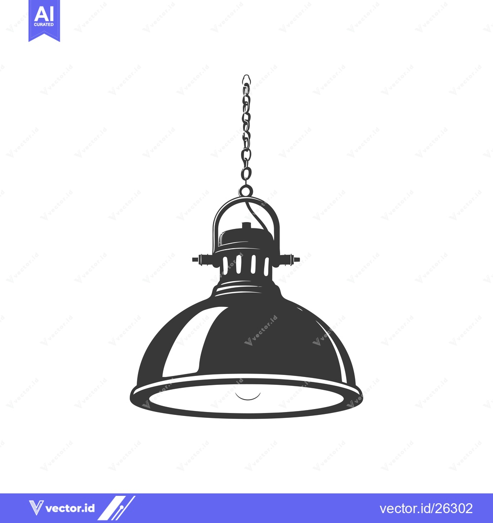 Premium Vector dari Black and White Silhouette of a Hanging Industrial Light Fixture