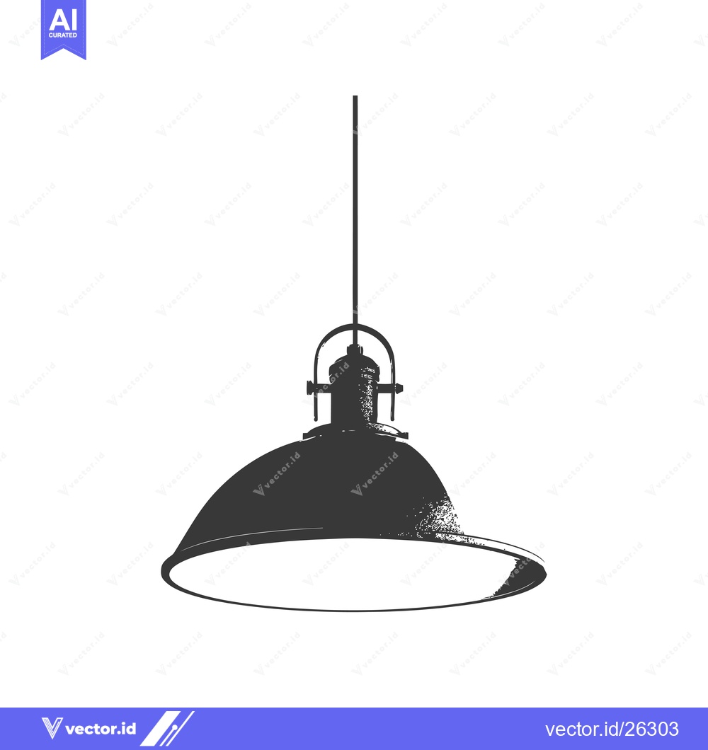 Premium Vector dari Black and White Silhouette of a Hanging Lamp