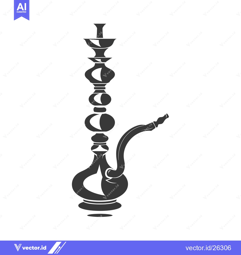 Premium Vector of Black and White Silhouette of a Hookah