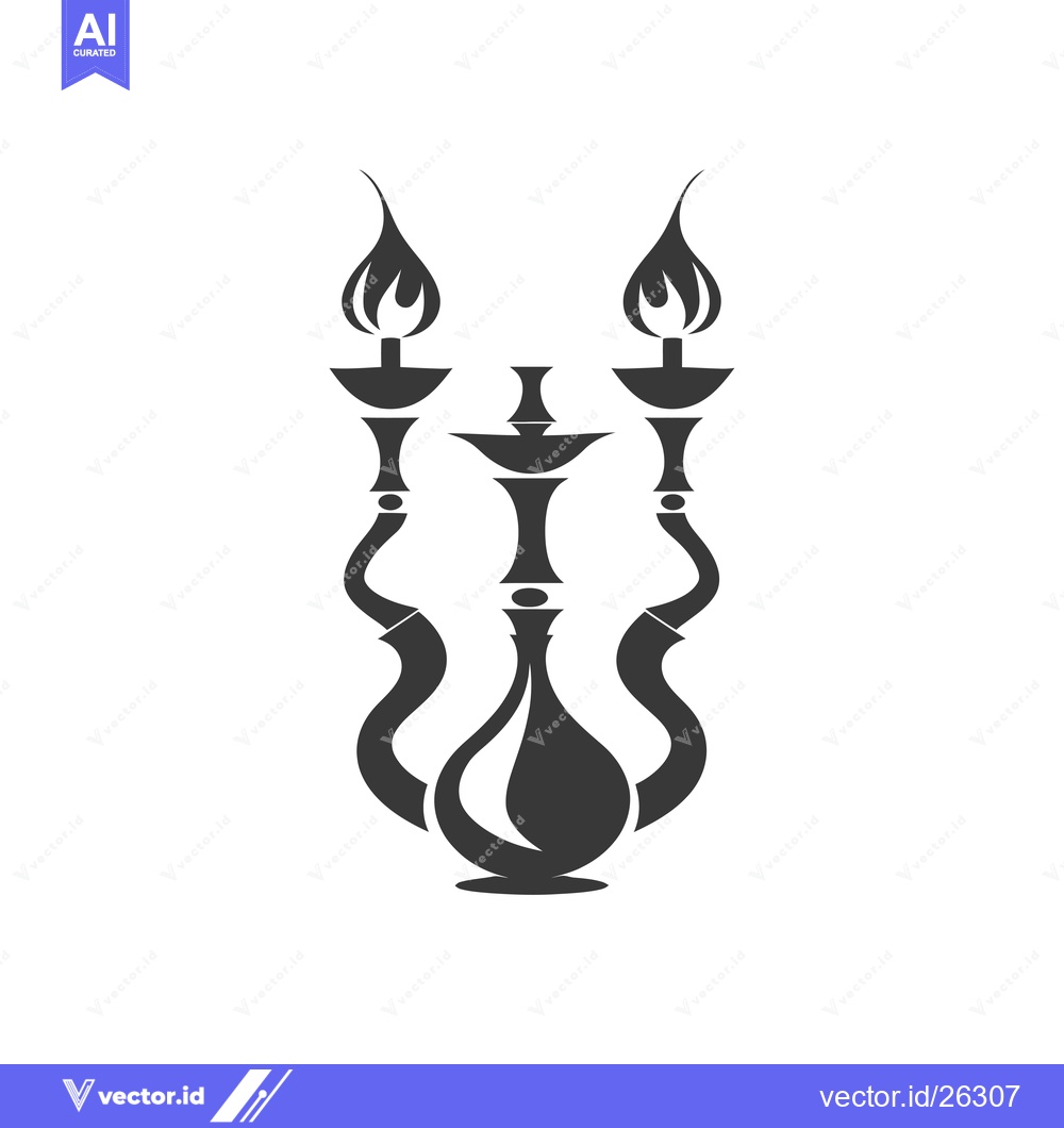 Premium Vector of Black and White Silhouette of a Hookah with Flames
