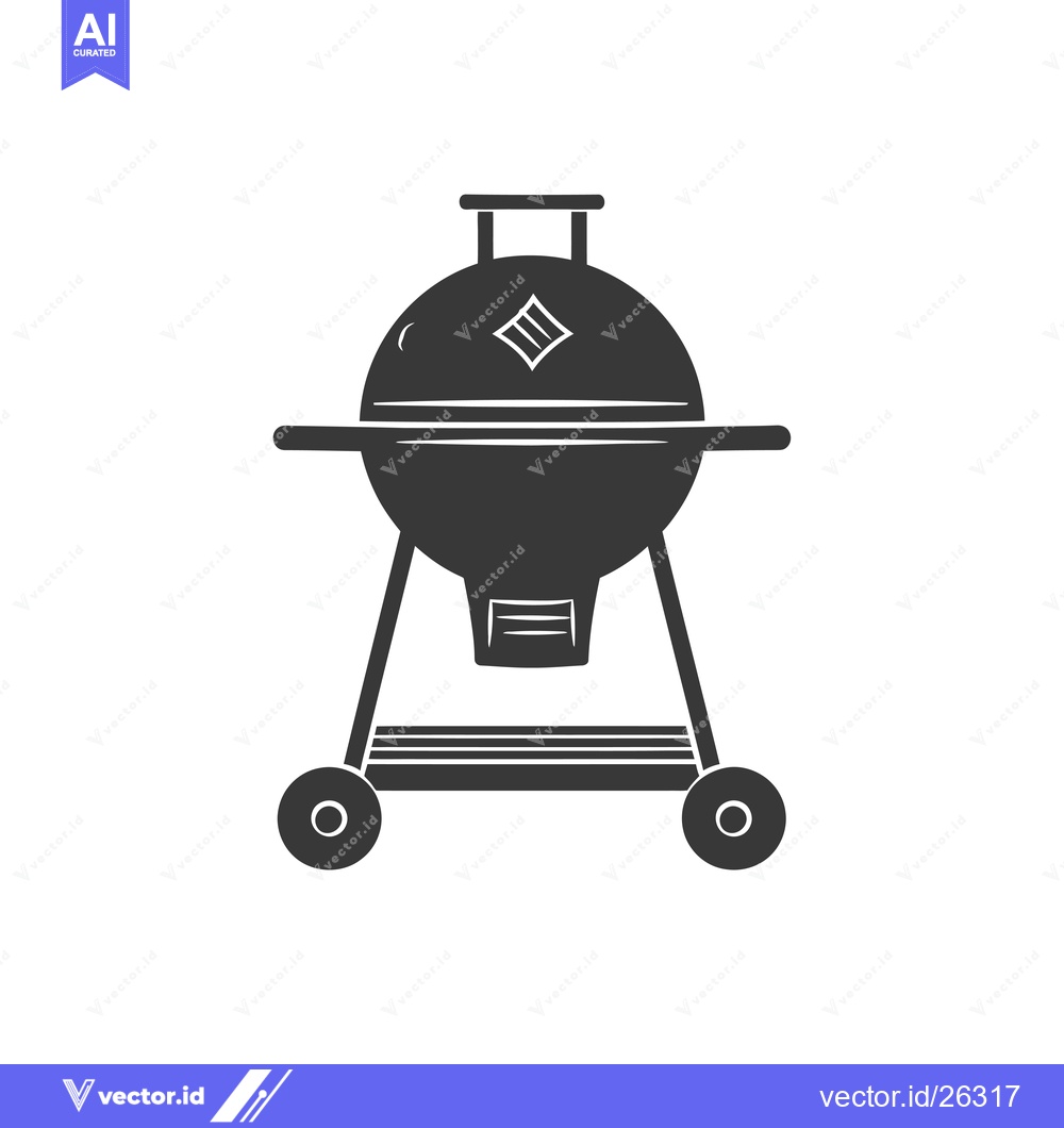 Premium Vector dari Black and White Silhouette of a Kettle Barbecue Grill