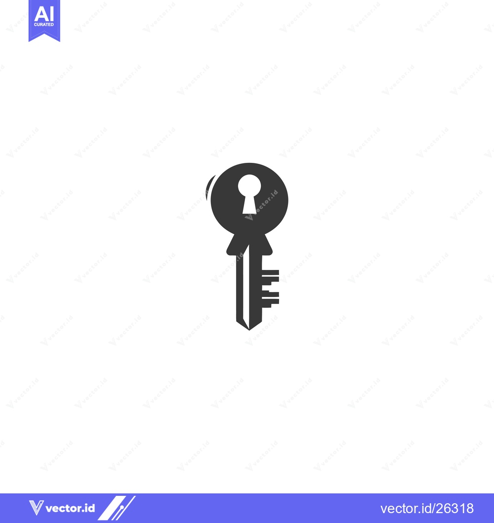Premium Vector dari Black and White Silhouette of a Key with a Keyhole in the Head
