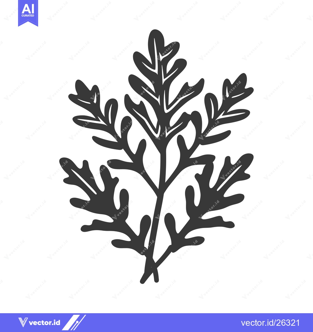 Premium Vector dari Black and white silhouette of a leafy branch with multiple leaves