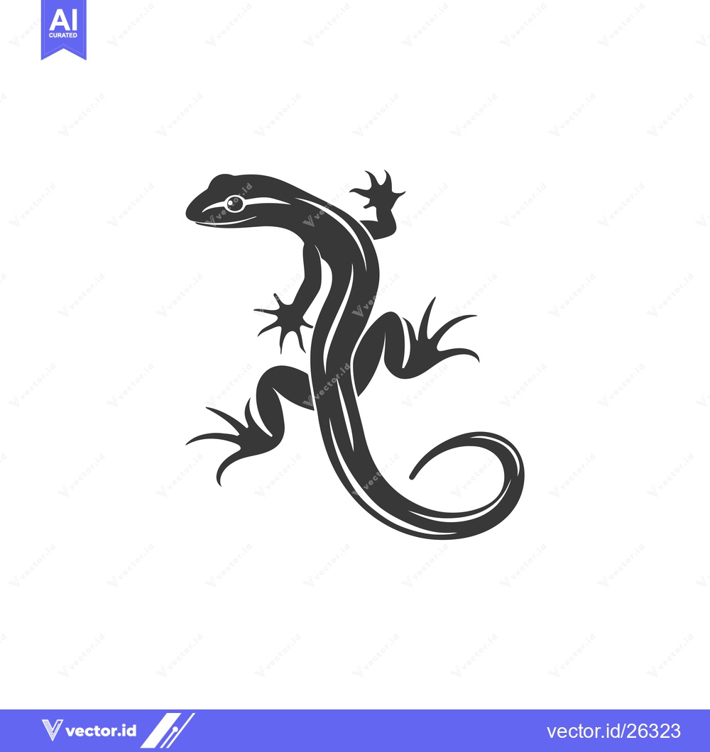 Premium Vector of Black and White Silhouette of a Lizard