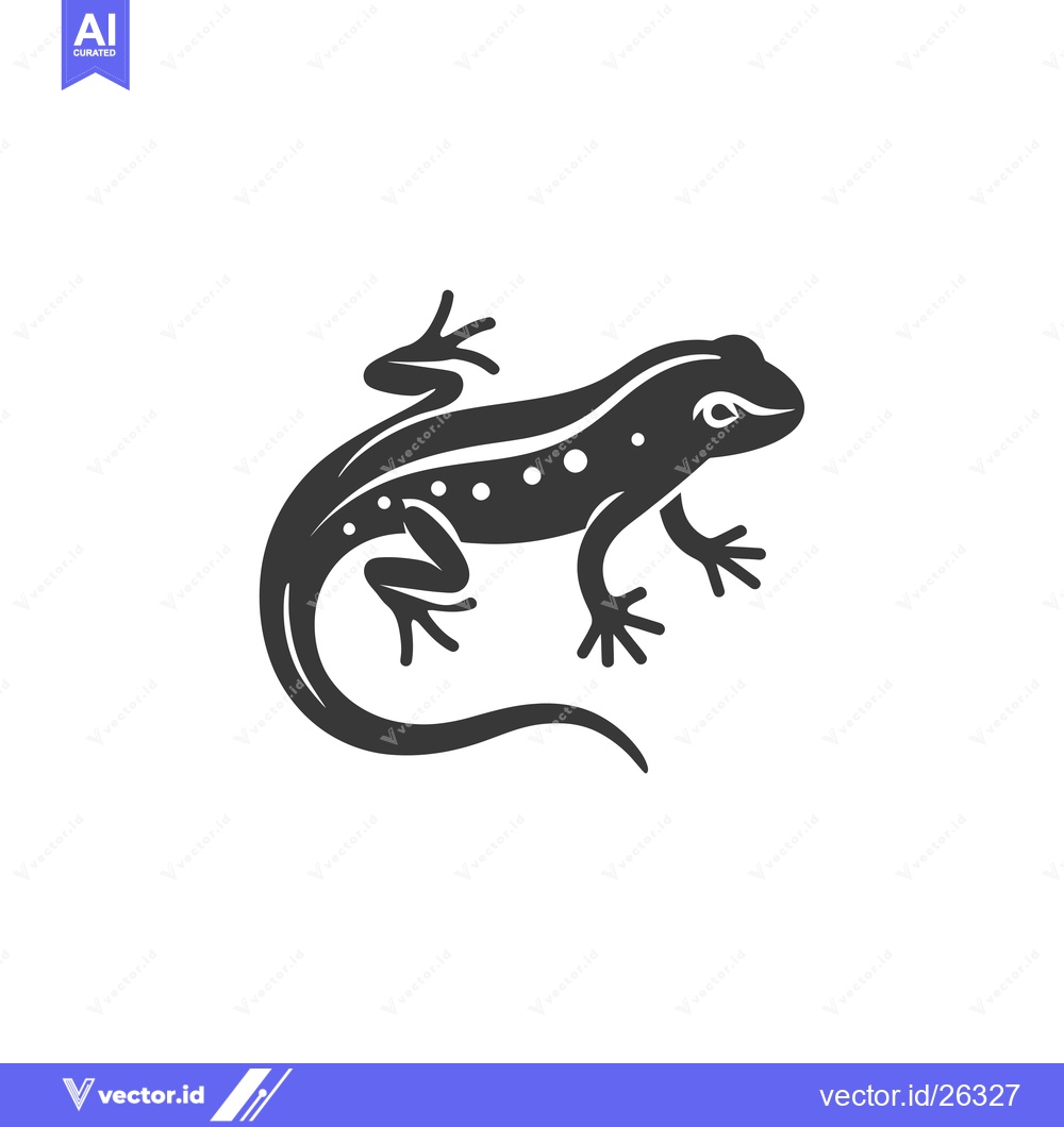 Premium Vector dari Black and White Silhouette of a Lizard with a Curved Tail