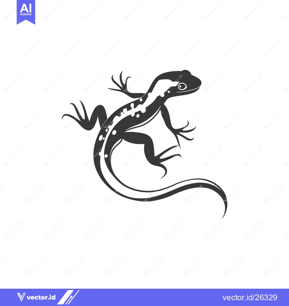 Premium Vector dari Black and White Silhouette of a Lizard with a Long Tail