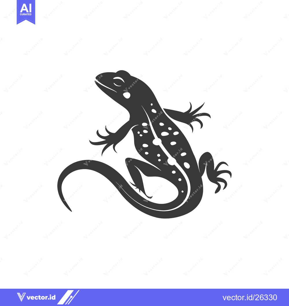 Premium Vector of Black and White Silhouette of a Lizard with a Long Tail