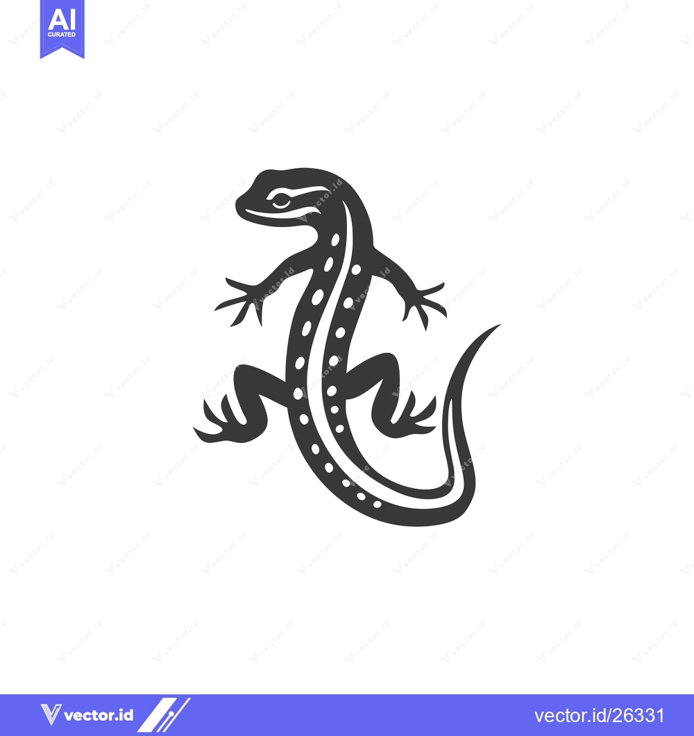 Premium Vector dari Black and White Silhouette of a Lizard with a Spotted Pattern