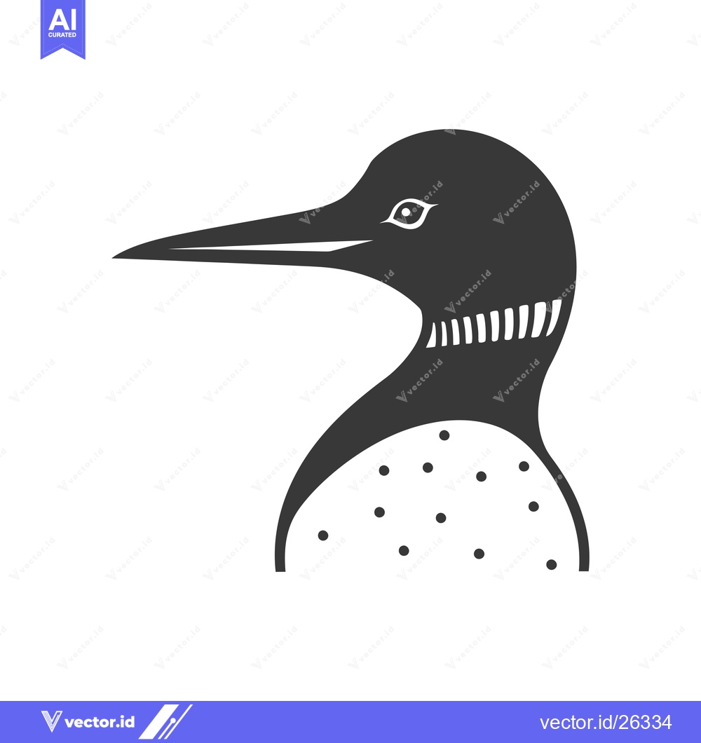 Premium Vector of Black and White Silhouette of a Loon's Head