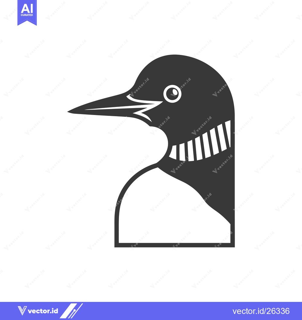 Premium Vector of Black and White Silhouette of a Loon's Head and Neck