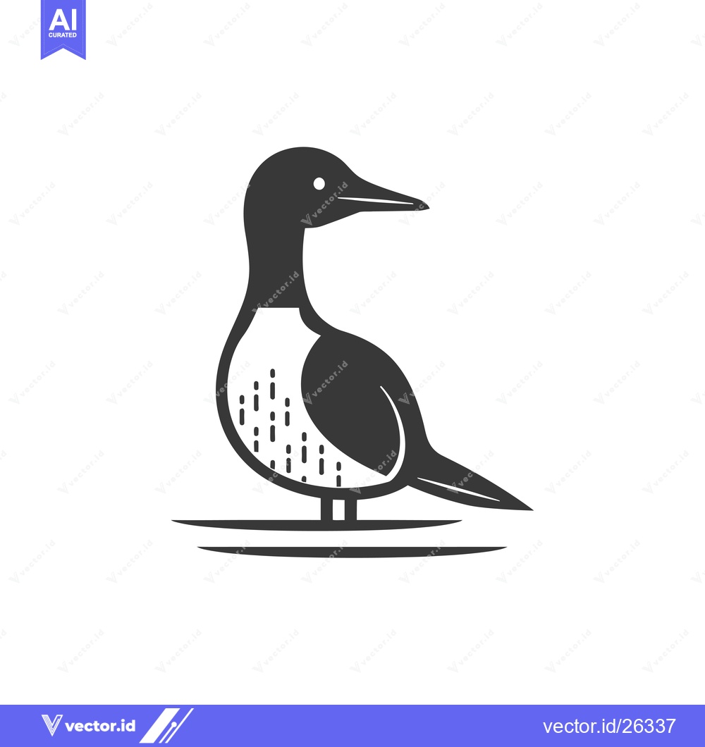 Premium Vector dari Black and white silhouette of a loon standing on a platform