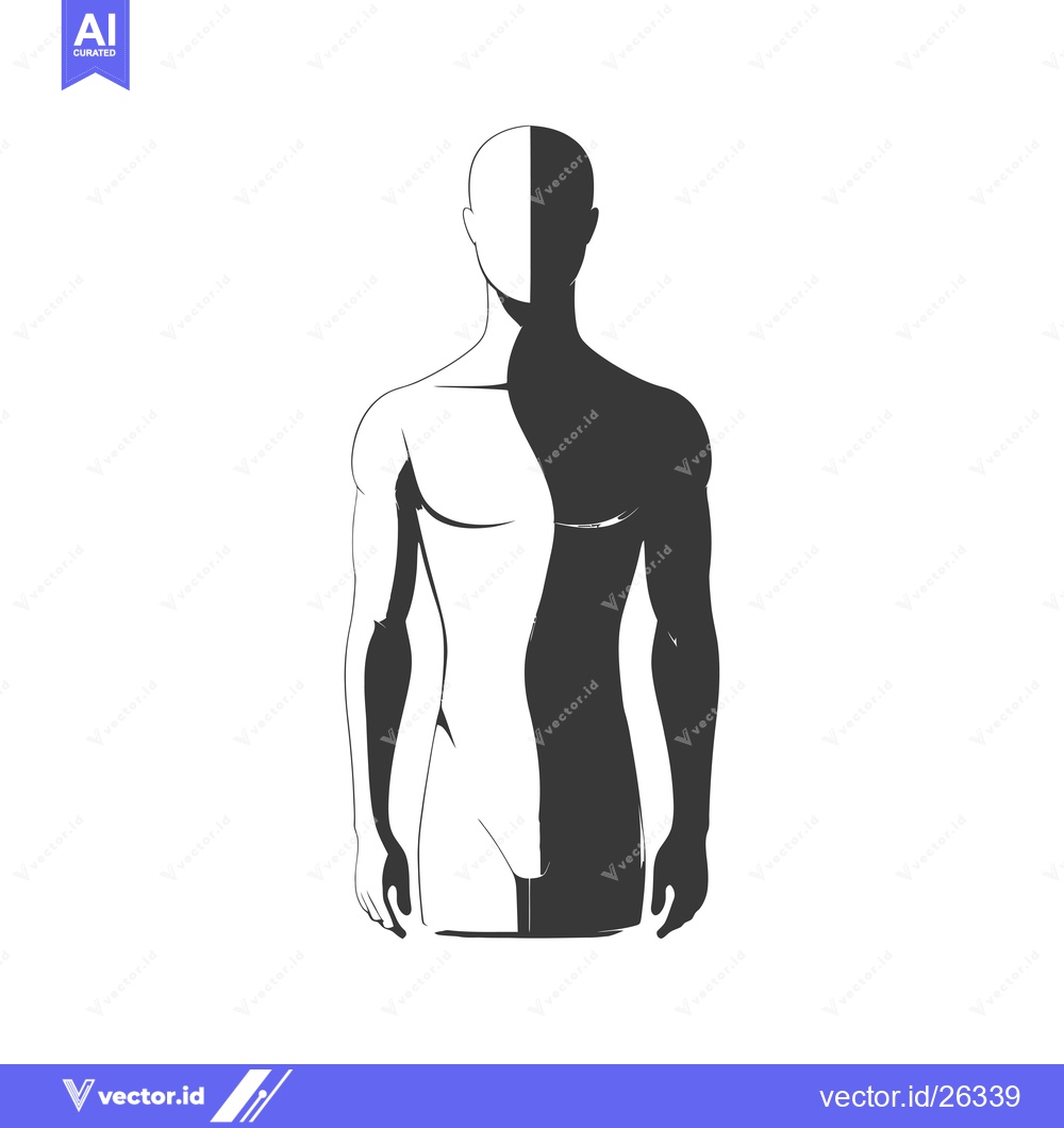 Premium Vector dari Black and White Silhouette of a Male Torso