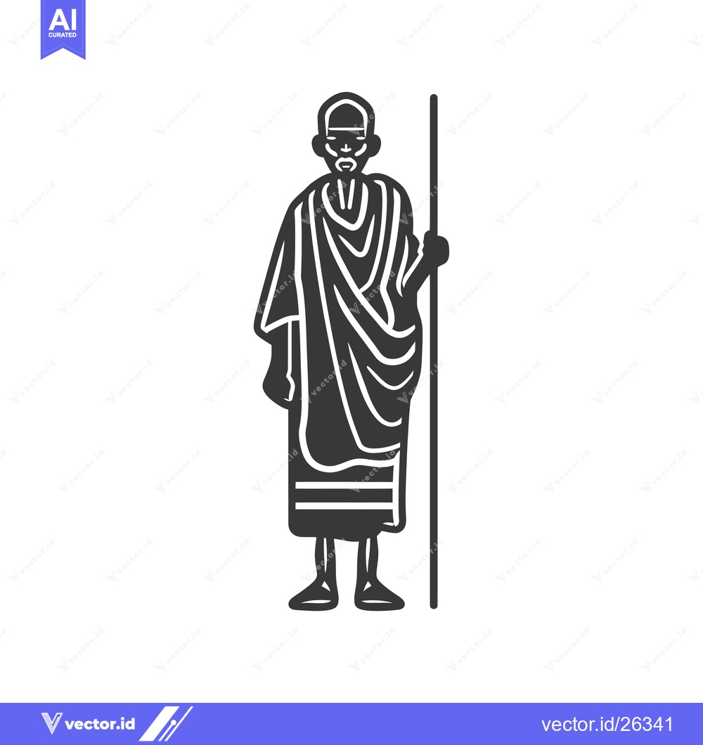 Premium Vector dari Black and White Silhouette of a Man in Traditional African Clothing Ho