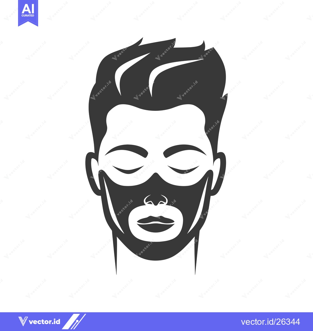 Premium Vector of Black and White Silhouette of a Man's Face with Eyes Closed and a Face