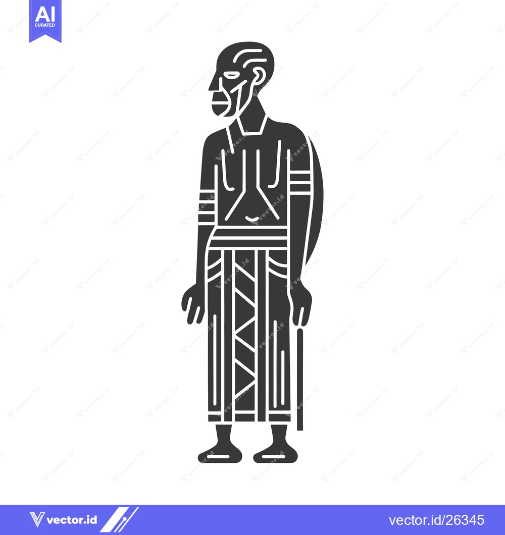 Premium Vector dari Black and white silhouette of a man wearing traditional clothing with