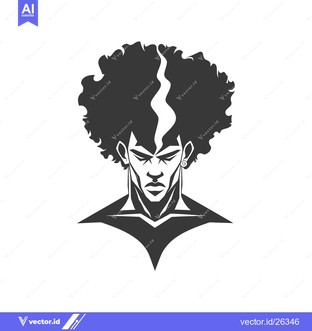 Premium Vector of Black and White Silhouette of a Man with an Afro