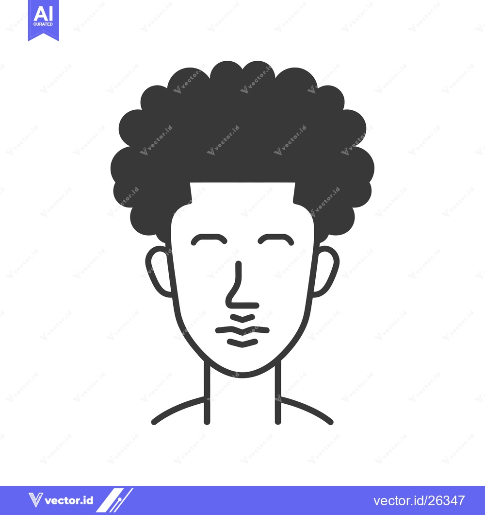 Premium Vector of Black and white silhouette of a man with an afro
