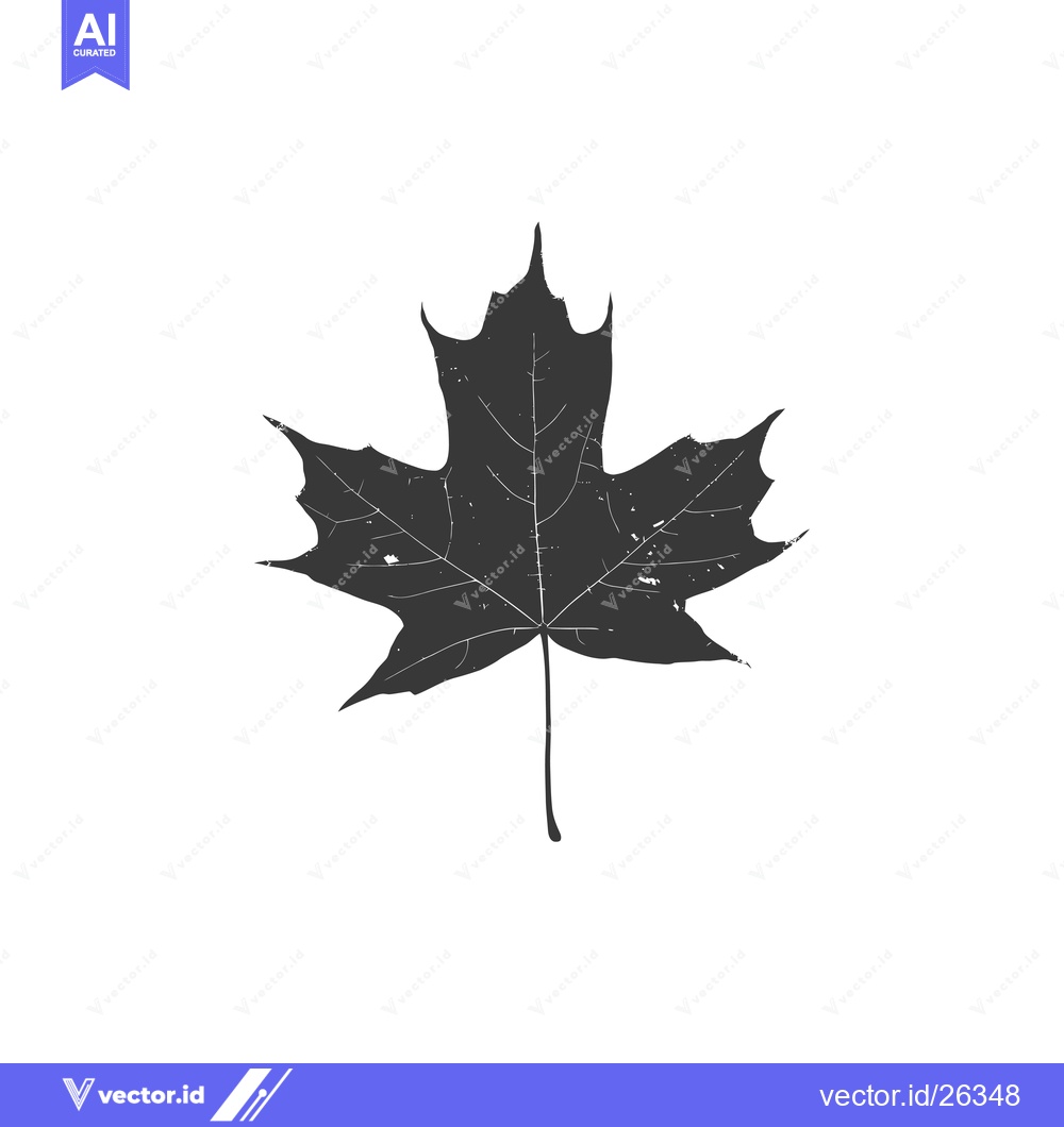 Premium Vector of Black and White Silhouette of a Maple Leaf
