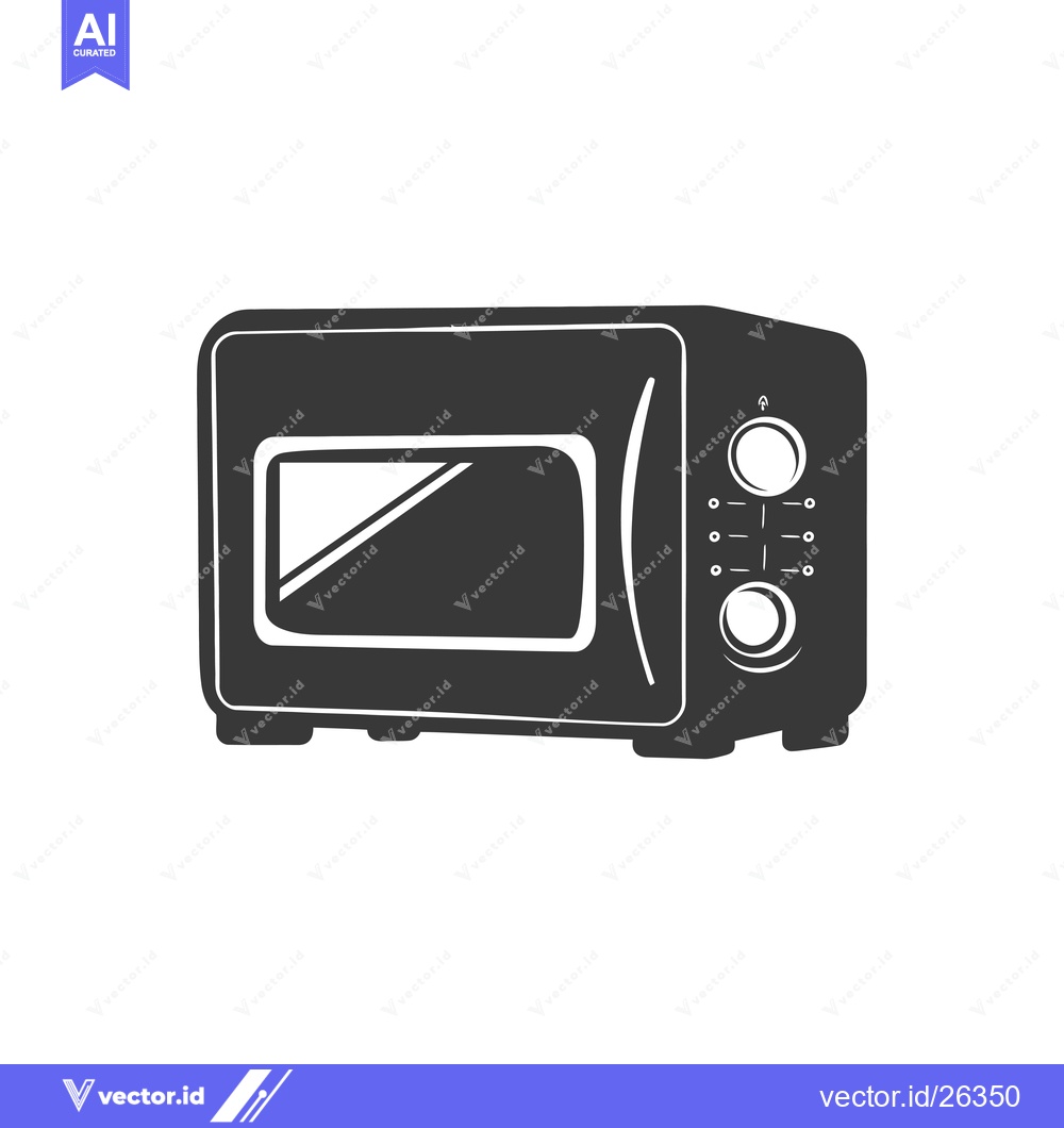 Premium Vector of Black and White Silhouette of a Microwave Oven