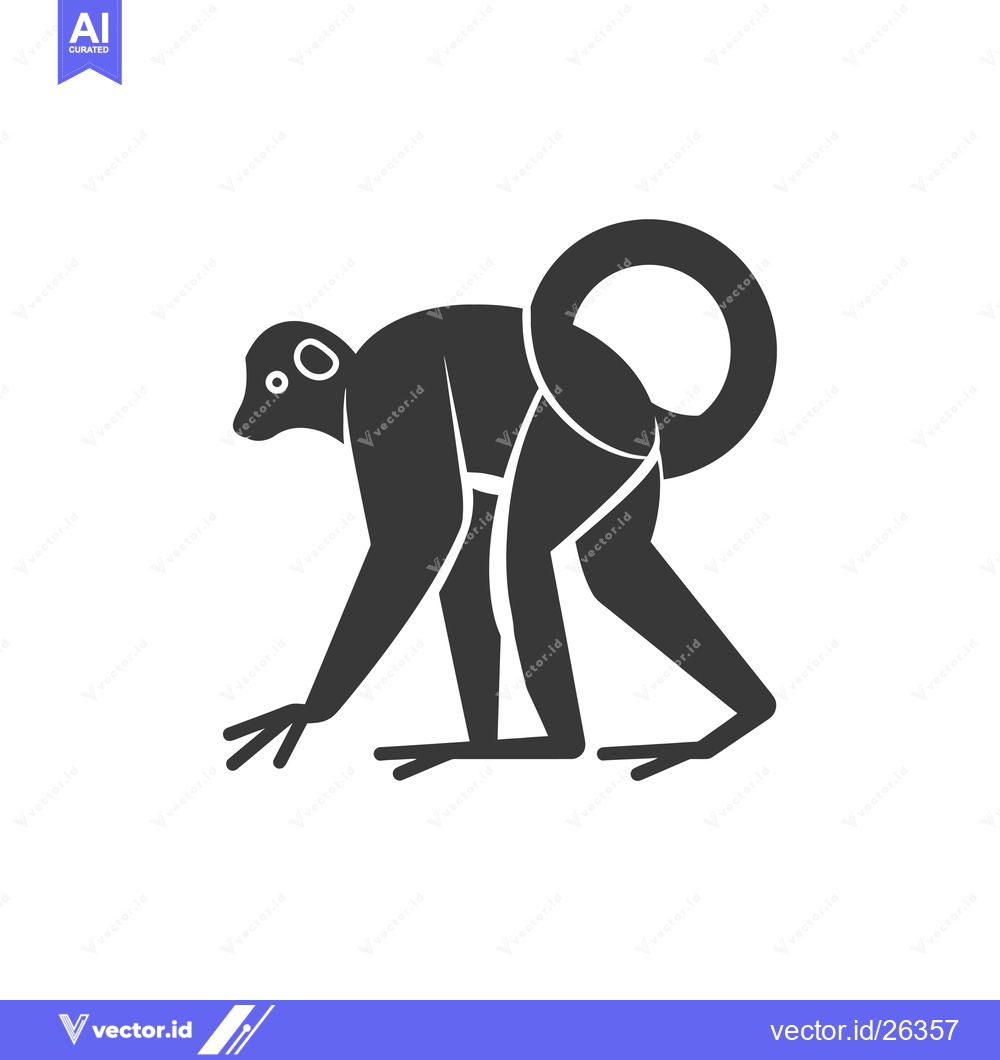 Premium Vector dari Black and white silhouette of a monkey walking on all fours
