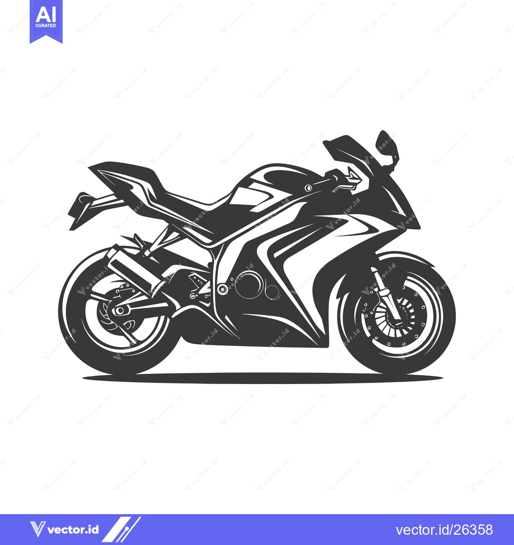 Premium Vector dari Black and White Silhouette of a Motorcycle