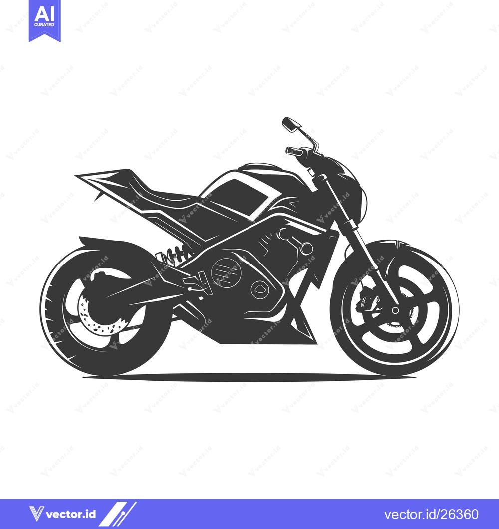 Premium Vector of Black and White Silhouette of a Motorcycle