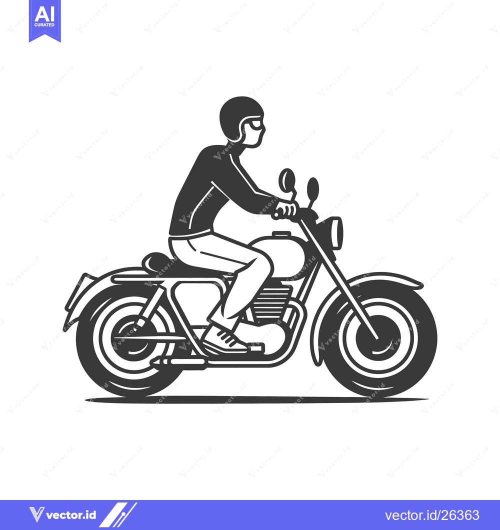 Premium Vector of Black and White Silhouette of a Motorcyclist Riding a Motorcycle