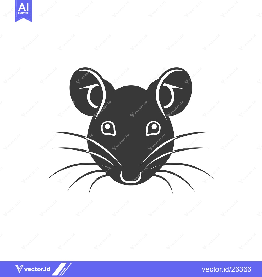 Premium Vector dari Black and White Silhouette of a Mouse Face