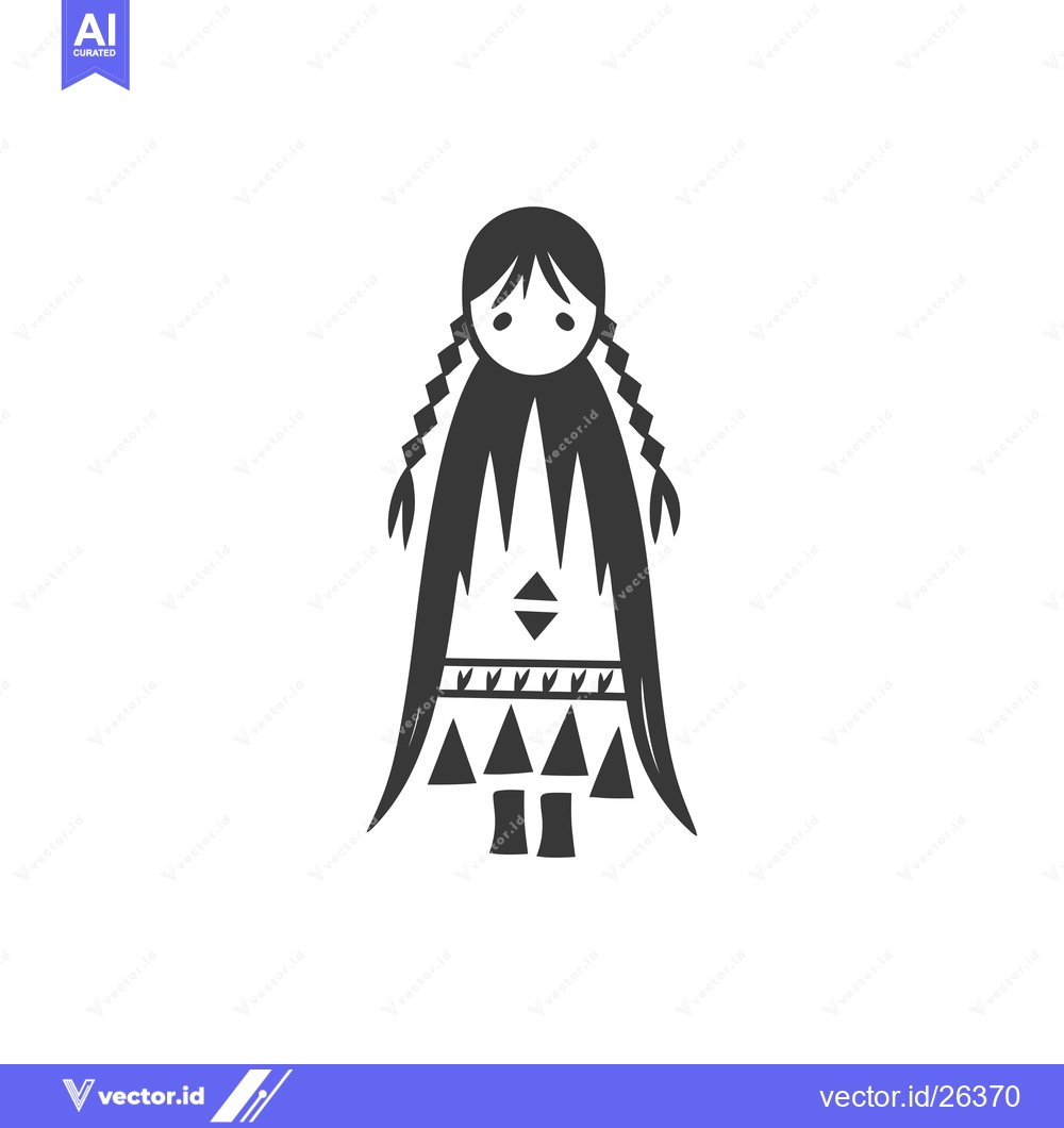 Premium Vector dari Black and White Silhouette of a Native American Woman