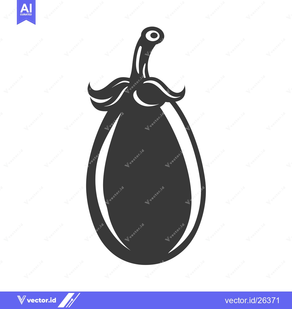 Premium Vector of Black and White Silhouette of an Eggplant