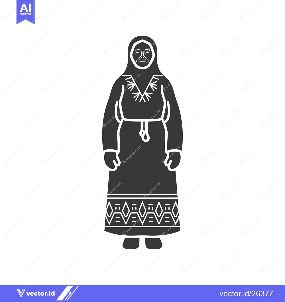 Premium Vector of Black and White Silhouette of an Indigenous Woman in Traditional Cloth