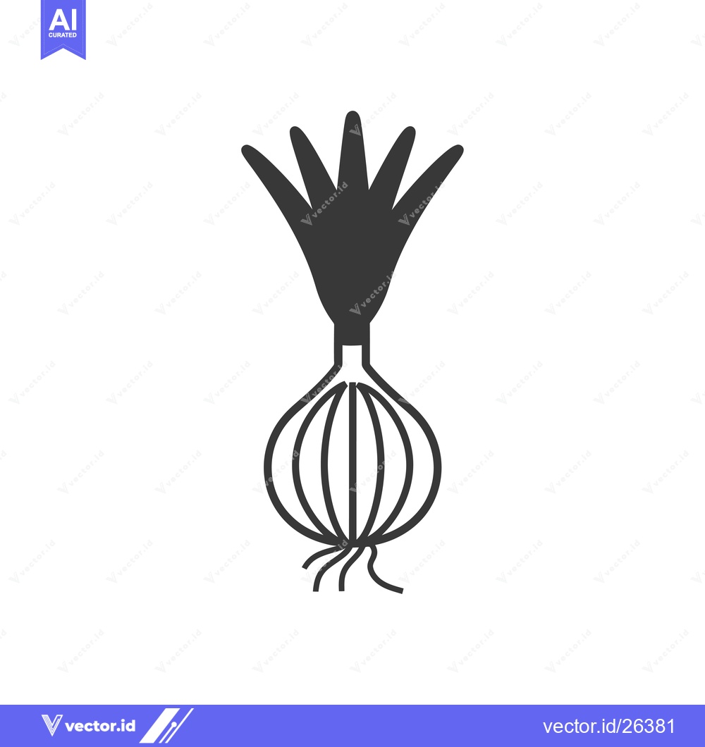 Premium Vector dari Black and white silhouette of an onion with roots and leaves