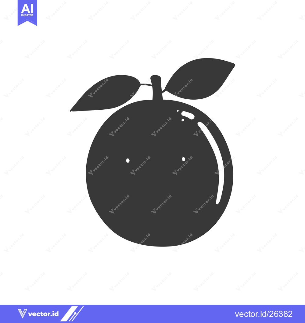Premium Vector dari Black and White Silhouette of an Orange with Leaves
