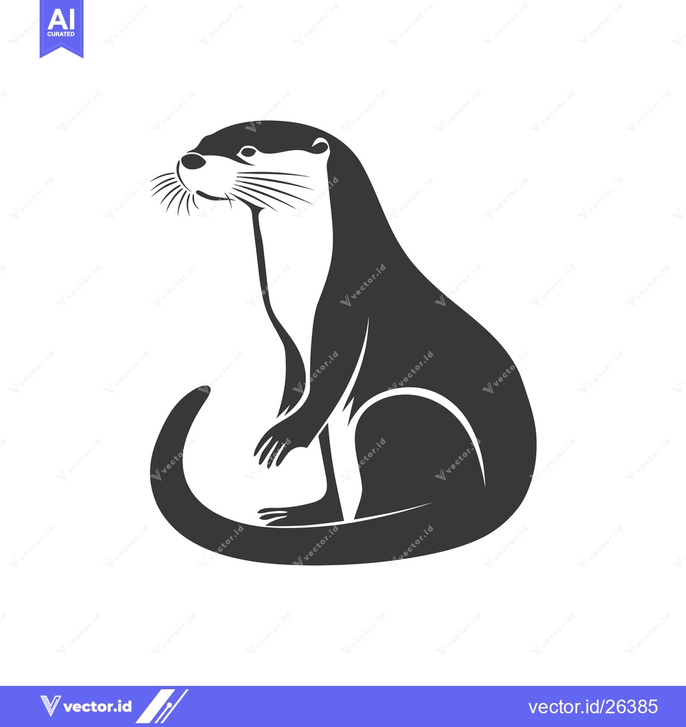 Premium Vector dari Black and White Silhouette of an Otter Sitting
